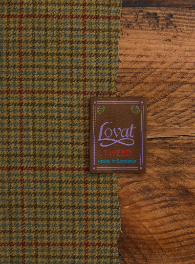 Classic Check Lovat Tweed Long Scarf lined with Liberty Fabrics