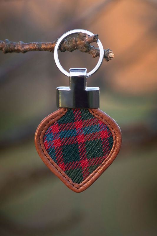 Tartan & Leather Heart Keyring