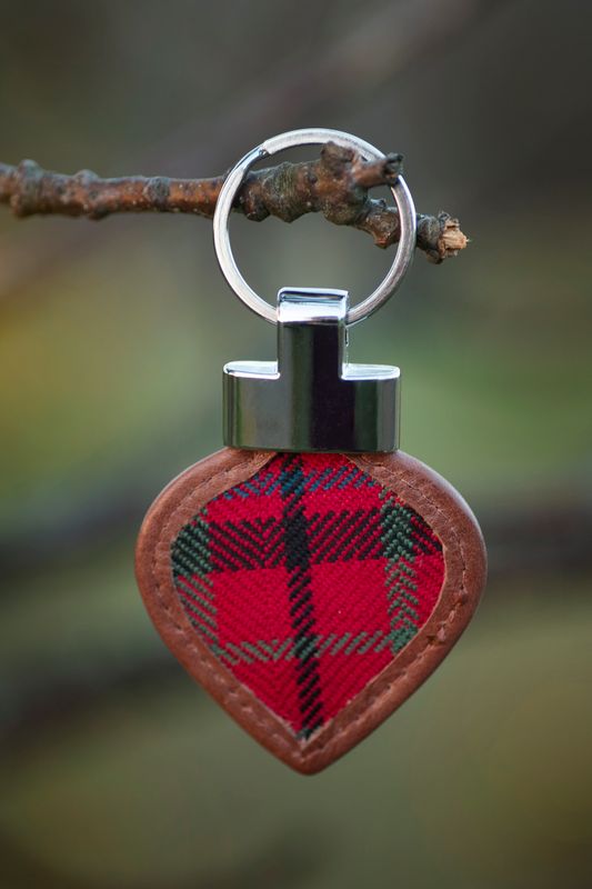 Tartan & Leather Heart Keyring