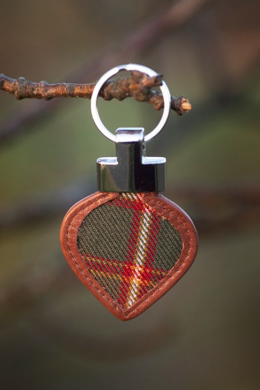 Tartan & Leather Heart Keyring