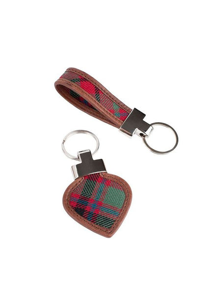 Tartan & Leather Heart Keyring