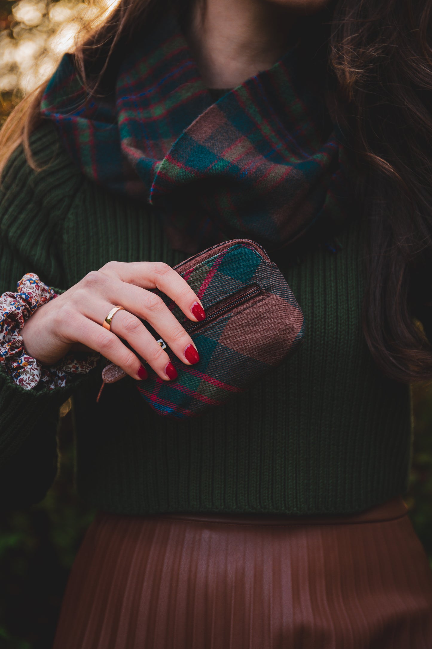 Tartan & Leather Coin Purse