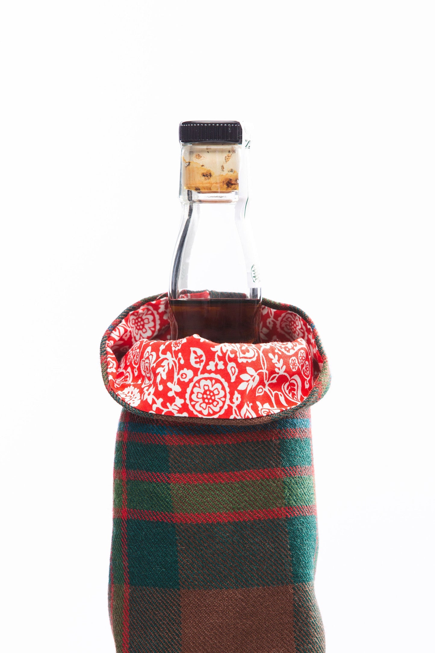 Bolsa de botella escocesa de lujo John Muir Way Tartan hecha con forro de tela Liberty