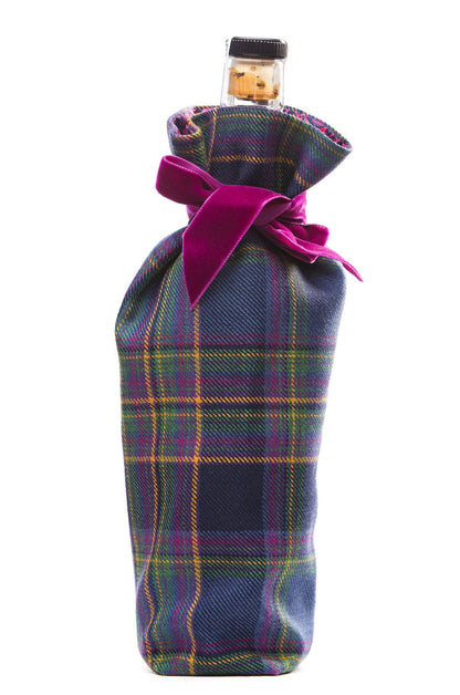 Highland Mist Tartan Luxury Scottish Bottle Bag made with Liberty Fabric Lining