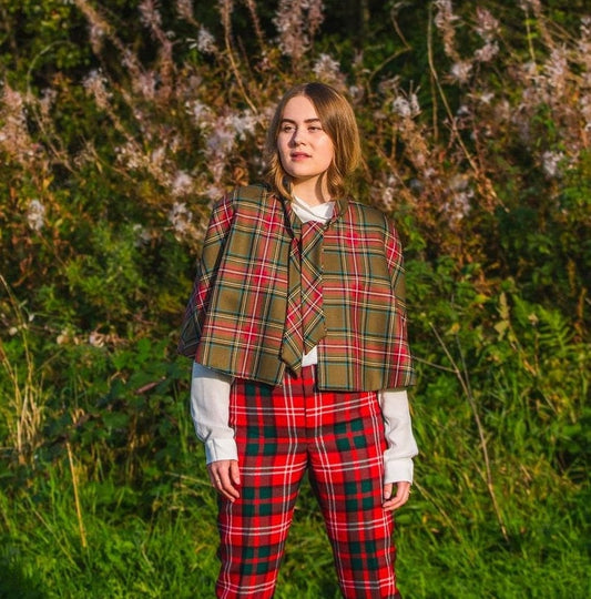 Pure Wool Cape - YOUR OWN TARTAN- Tie Neck Cape made in Scottish Tartan with Liberty Fabric Lining