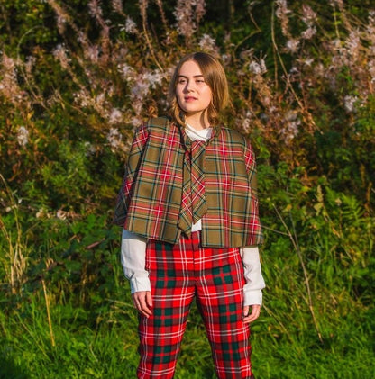 Pure Wool Cape - YOUR OWN TARTAN- Scottish Tartan Tie Neck Cape made with Liberty Fabric Lining