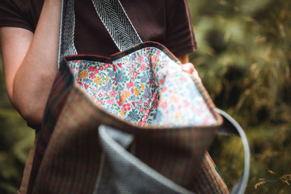 Teasel Oversized Scottish Wool Tote Bag with Liberty Fabrics