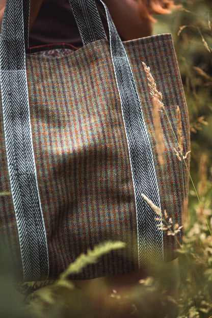 Teasel Oversized Tartan & Tweed Tote Bag with Liberty Fabrics
