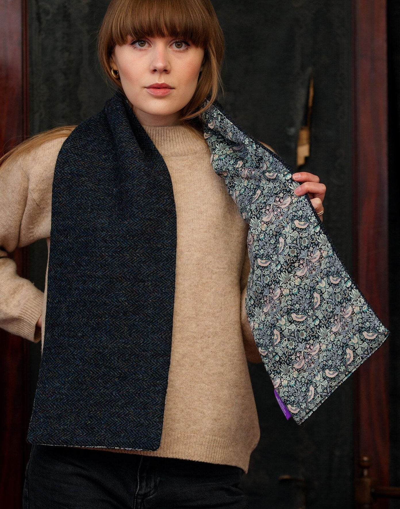 The Leverburgh - Harris Tweed Bufanda forrada con Liberty Fabrics