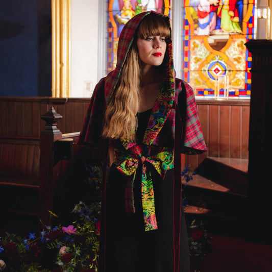 Pure Wool Cape - YOUR OWN TARTAN- Hooded Cape made in Scottish Tartan with Liberty Fabric Lining