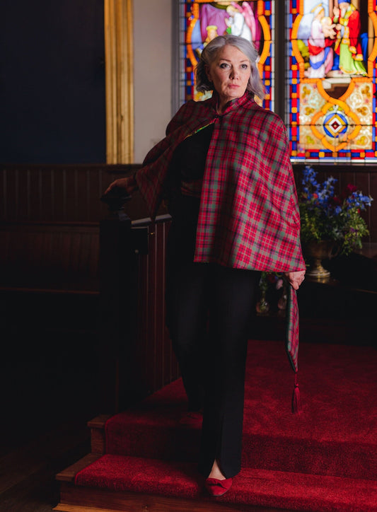 Pure Wool Cape - YOUR OWN TARTAN-  Stand Collar Cape made in Scottish Tartan with Liberty Fabric Lining